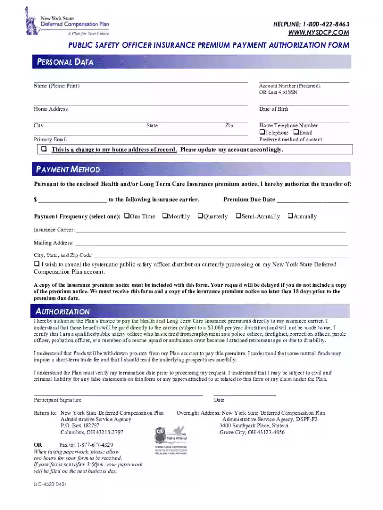 DC-4523 0421 PoliceFF Insurance Premium Form.docx Preview on Page 1
