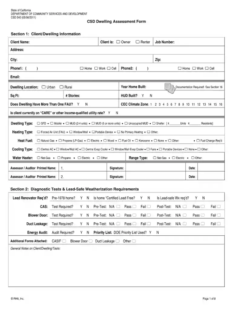 csd 540 form Preview on Page 1