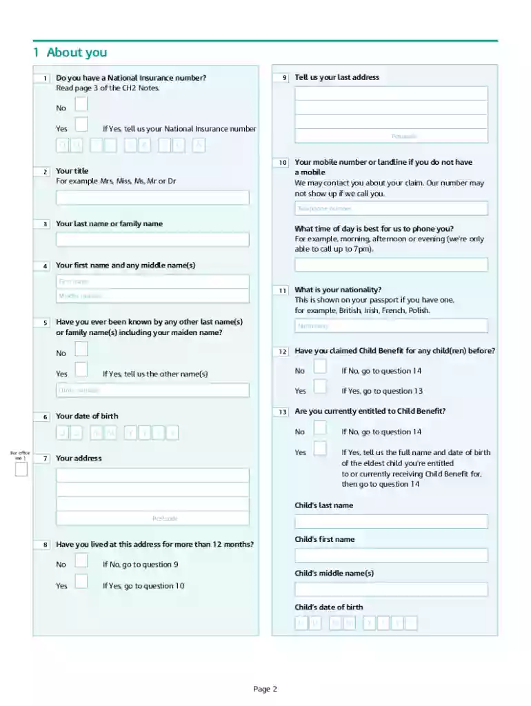 child benefit form Preview on Page 1