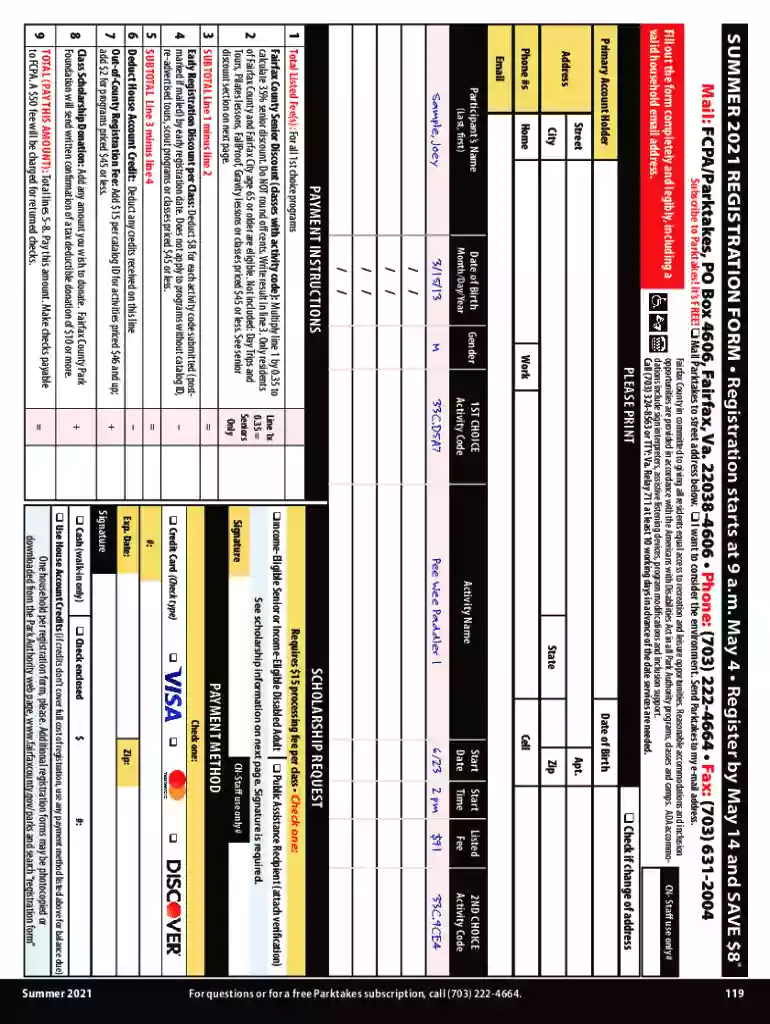 registration fairfax county form Preview on Page 1