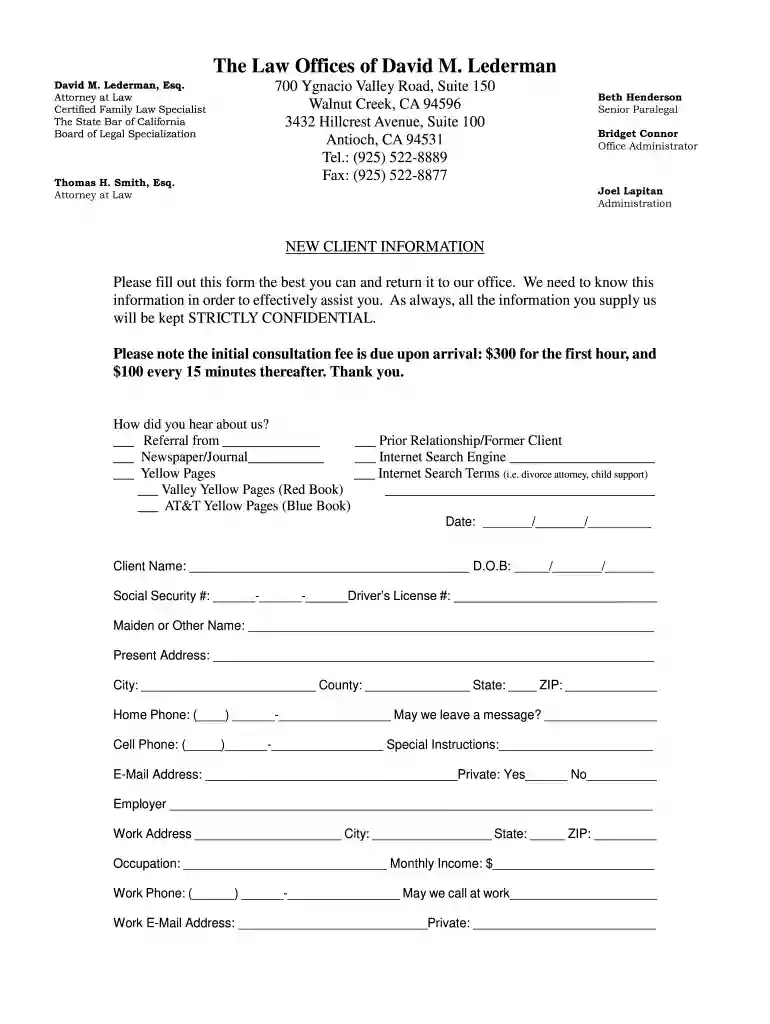 client intake form template Preview on Page 1