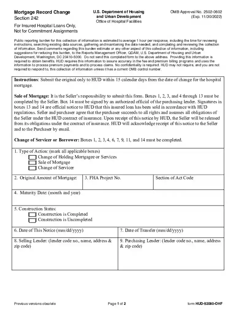 HUD-92080-OHF Mortgage Record Change clean docx Preview on Page 1
