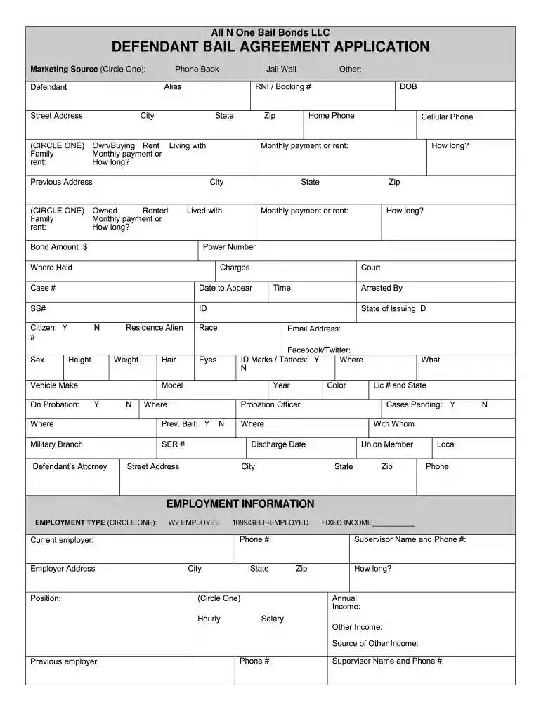 free bail bond forms Preview on Page 1
