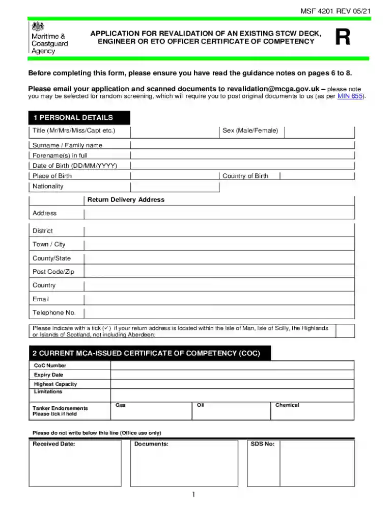How to apply for a revalidation of a Certificate of Competency Preview on Page 1