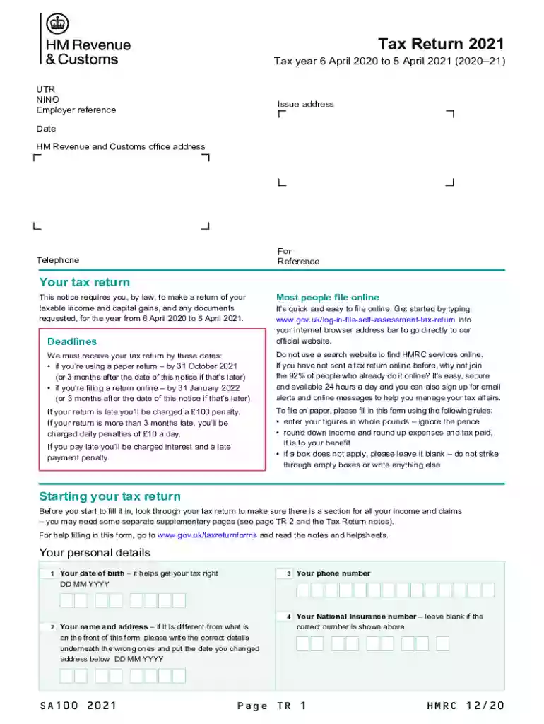 sa100 form download Preview on Page 1