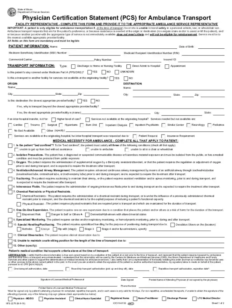 Illinois Pcs Form Pdf - Fill Online, Printable, Fillable Preview on Page 1