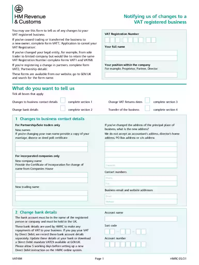vat 484 form pdf Preview on Page 1