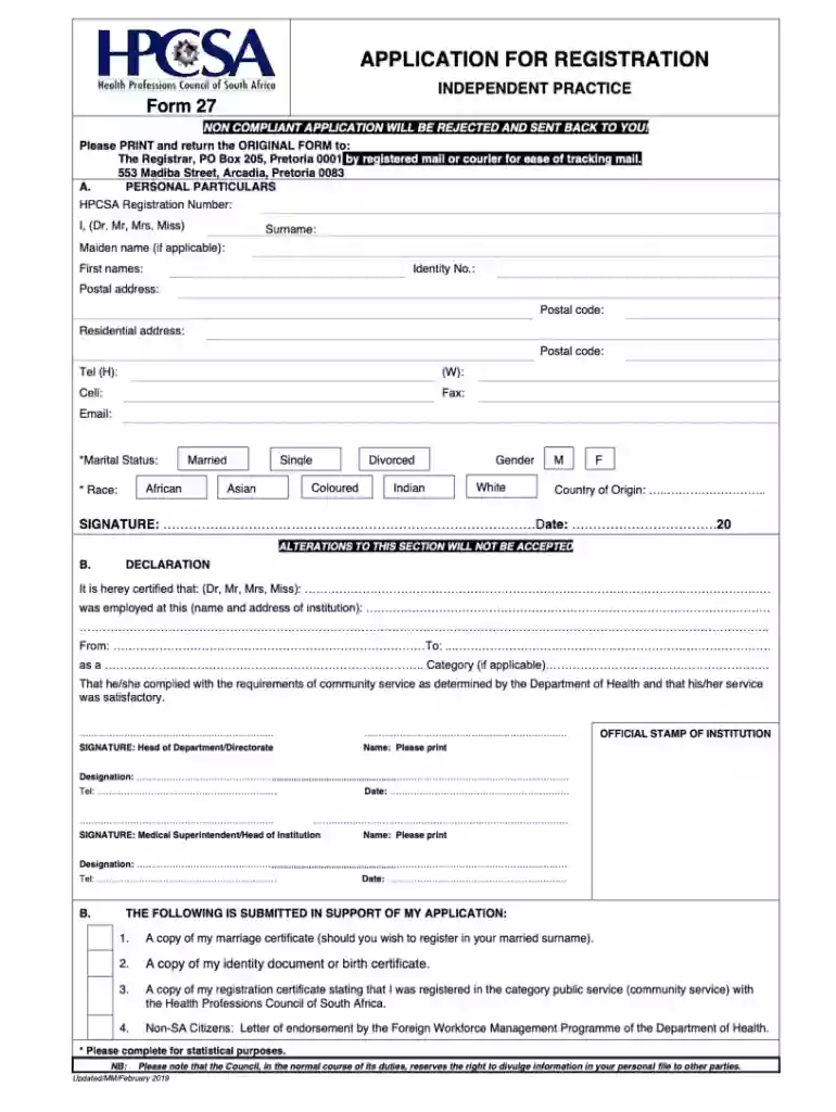 hpcsa card download Preview on Page 1