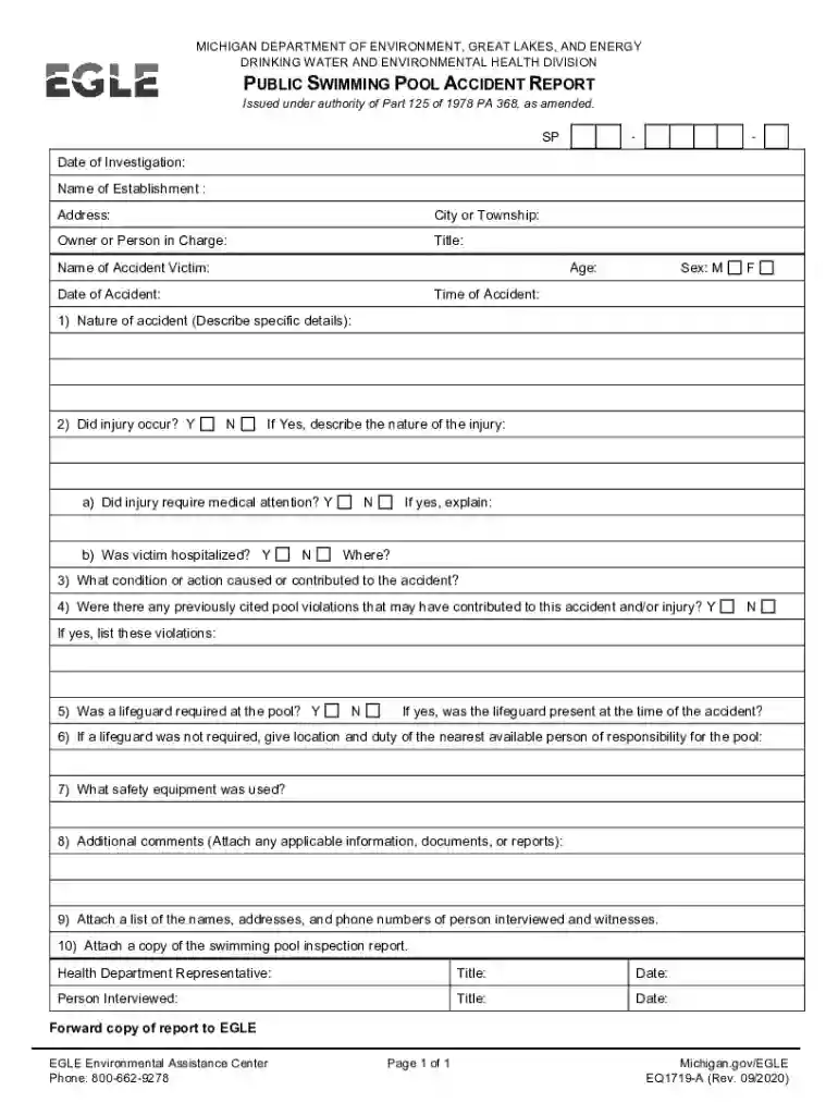 EQP1719-A Public Swimming Pool Accident Report Public Swimming Pool Accident Report Preview on Page 1