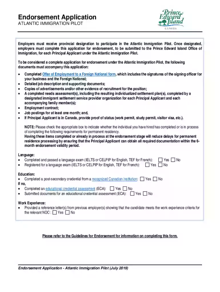 ATLANTIC IMMIGRATION PILOTGuidelines for Endorsement - Nova Scotia ImmigrationGuidelines for Endorse Preview on Page 1