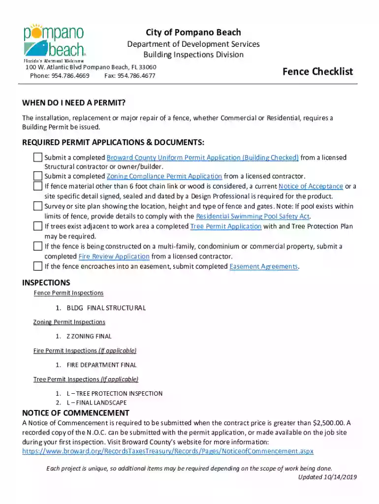 Fence Checklist Preview on Page 1