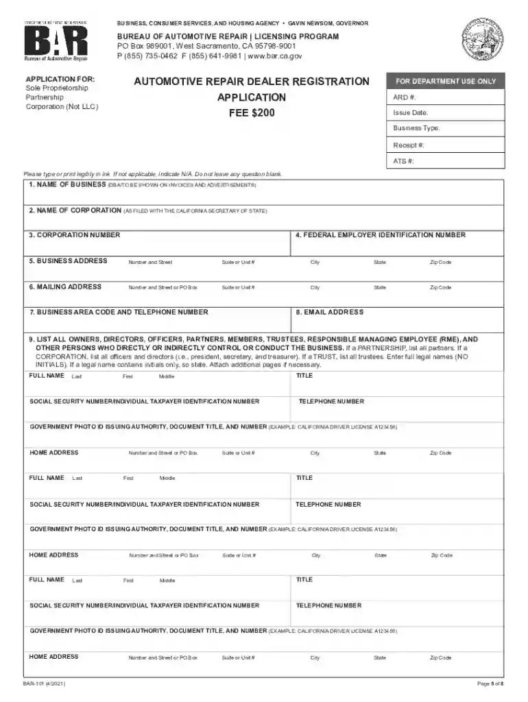 automotive repair dealer registration Preview on Page 1