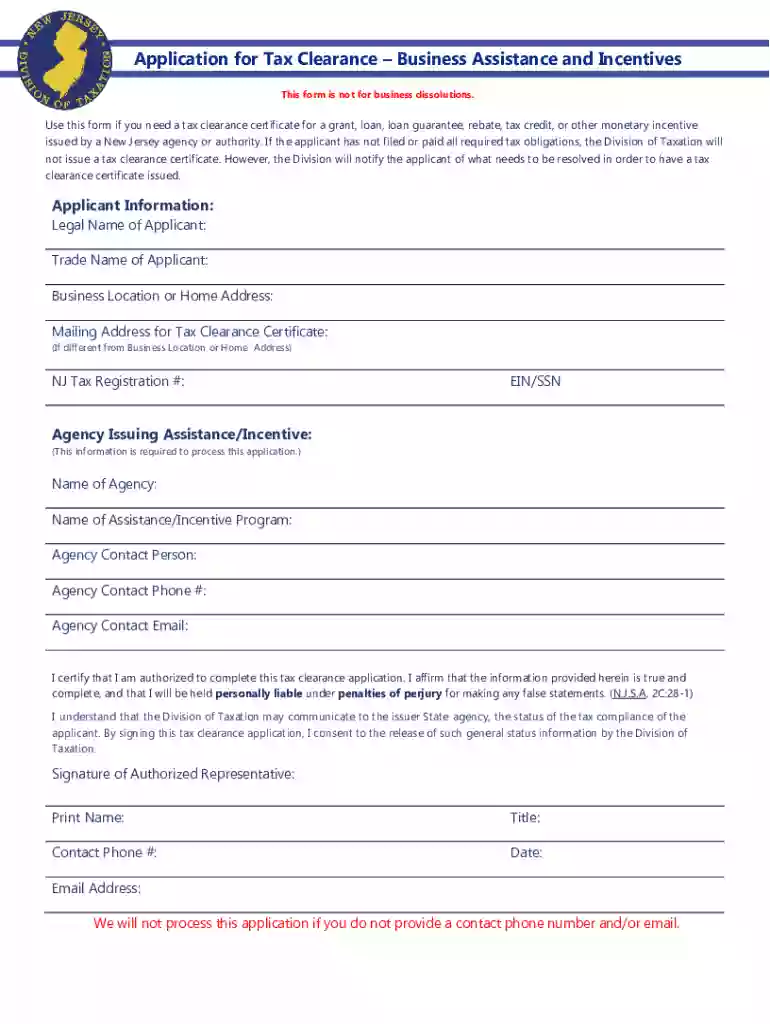tax clearance sample Preview on Page 1