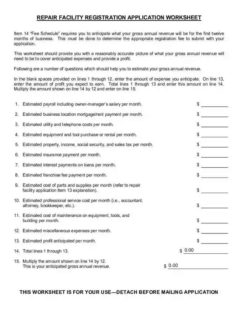 motor vehicle repair registration application Preview on Page 1