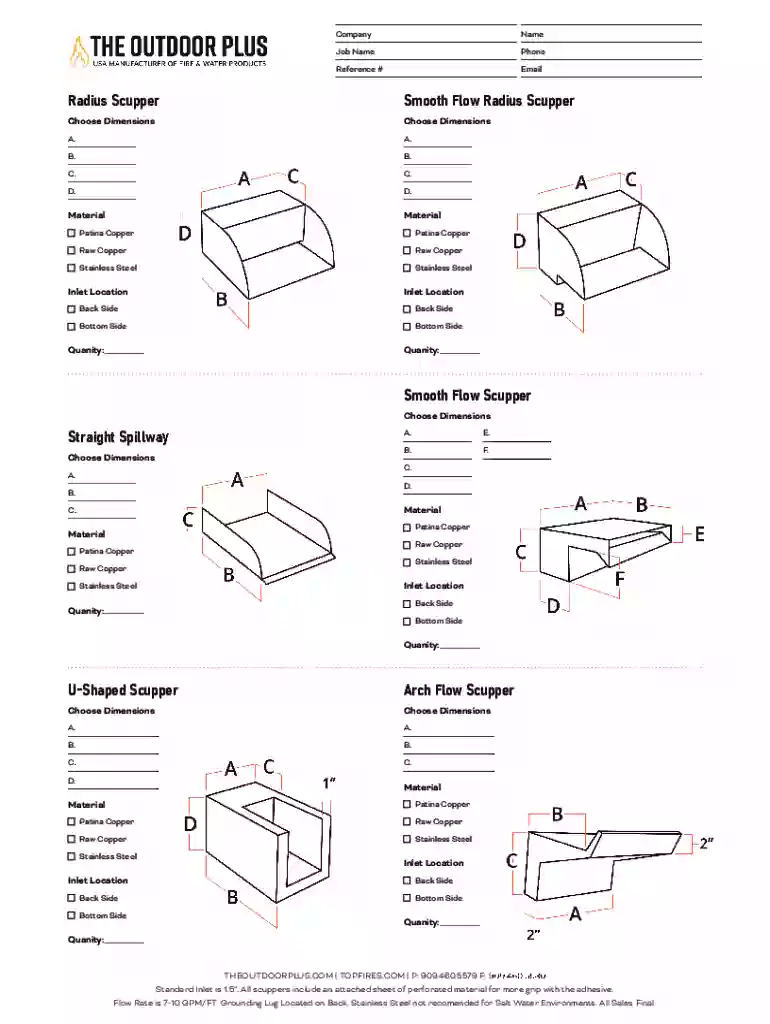 2021 outdoor plus custom scupper order doc Preview on Page 1