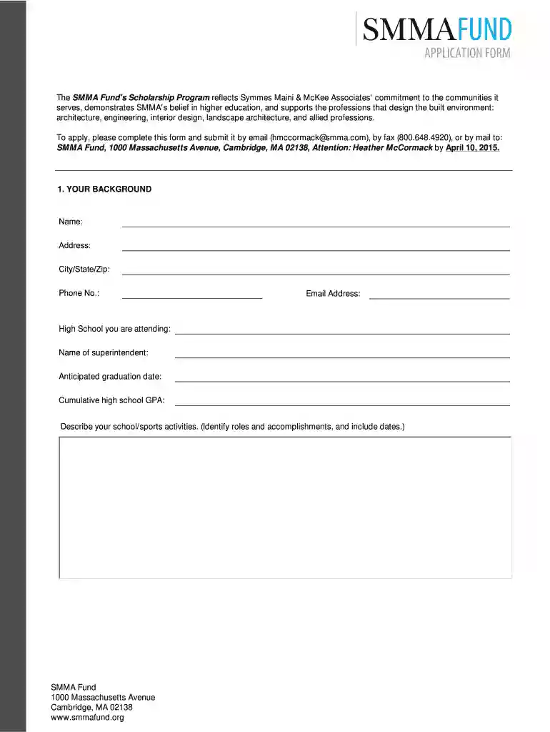smma application form Preview on Page 1