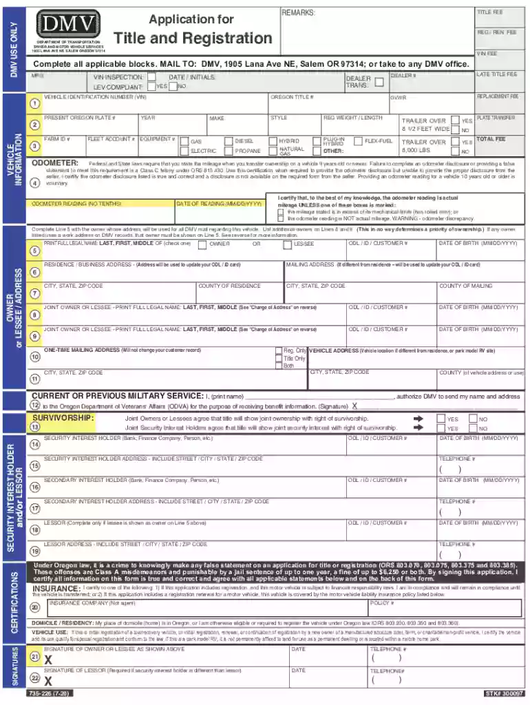 oregon title application Preview on Page 1