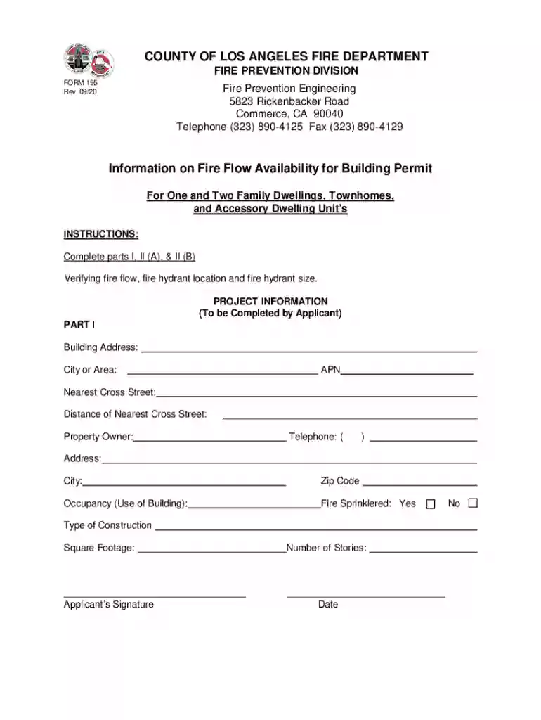 Fillable FORM 195: COUNTY OF LOS ANGELES FIRE DEPARTMENT Preview on Page 1
