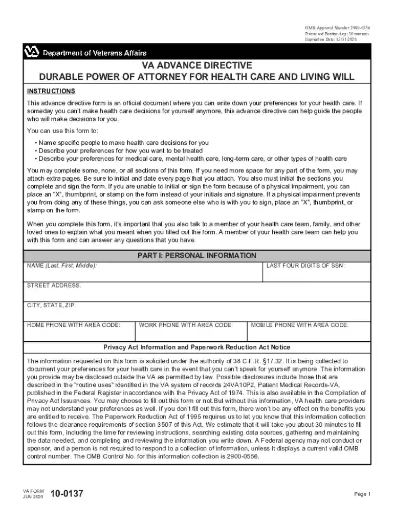 va form 10 0137a Preview on Page 1