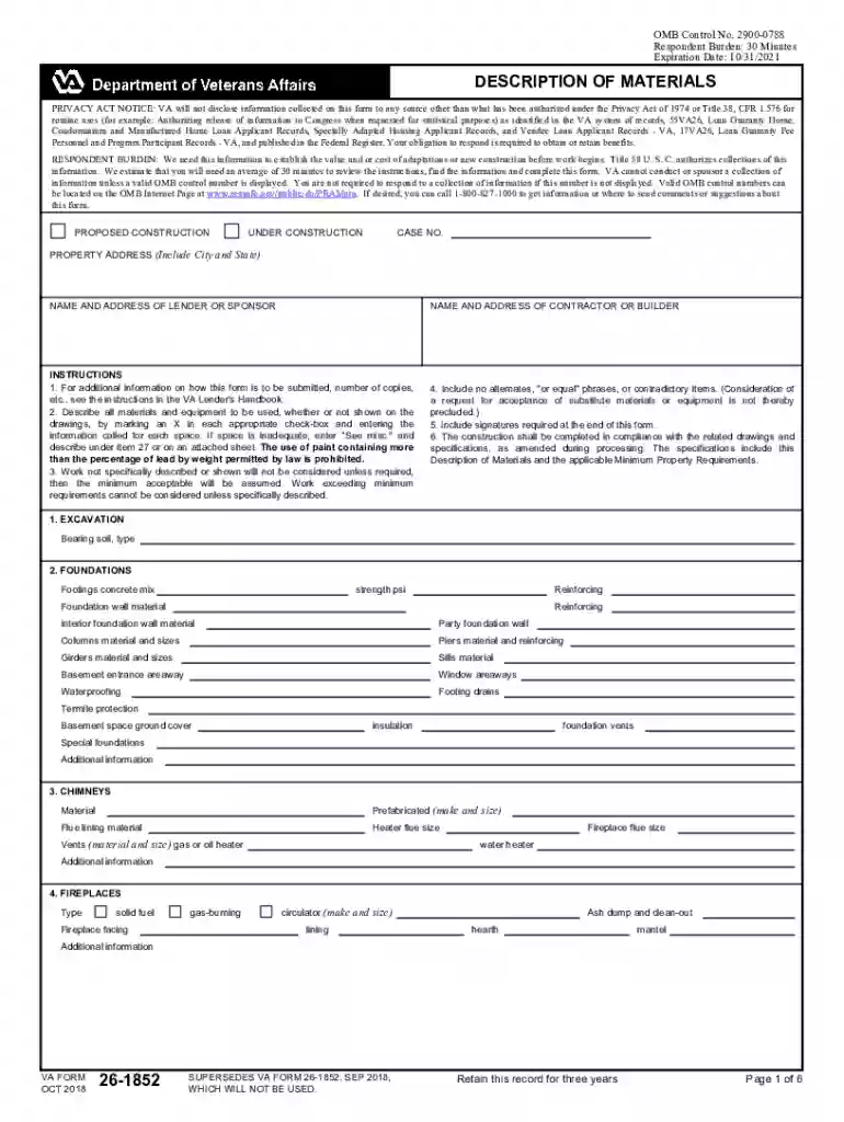 va loan description Preview on Page 1
