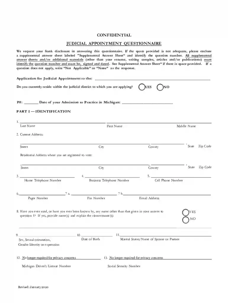 judicial appointment questionnaire Preview on Page 1