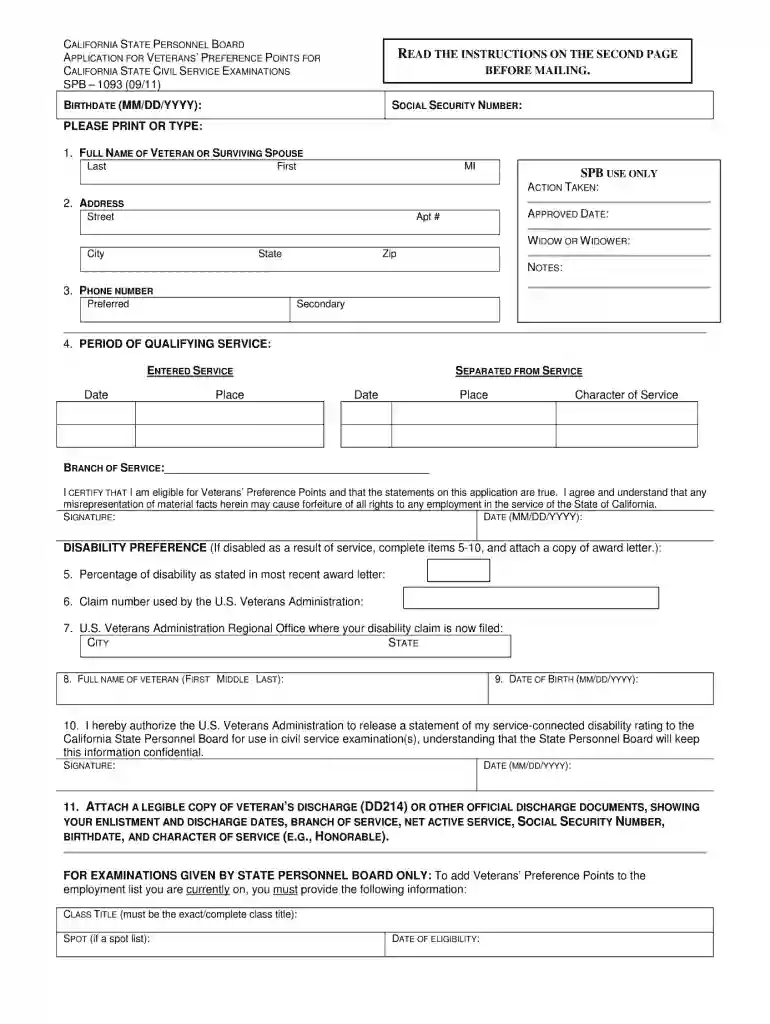 spb 1093 2011 form Preview on Page 1