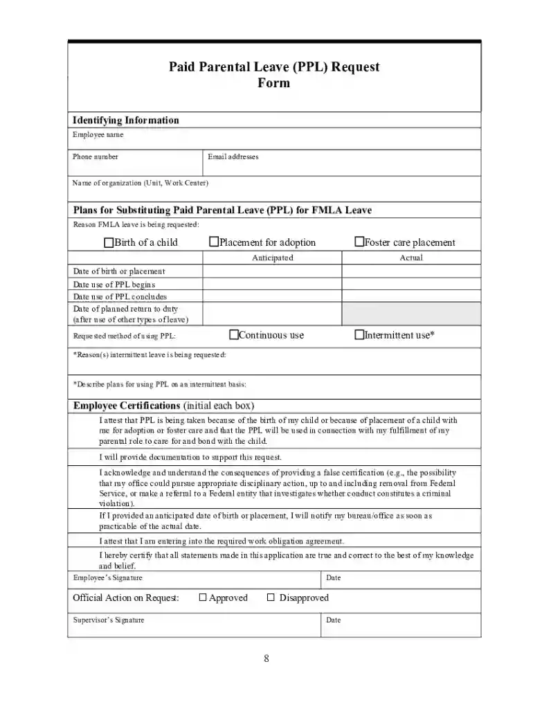 Paid Parental Leave (PPL) Request for Civilian Employees Preview on Page 1