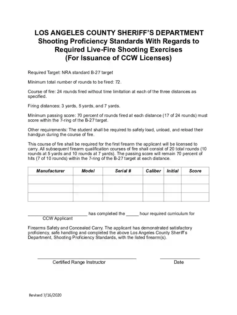 lasd shooting proficiency standards form Preview on Page 1