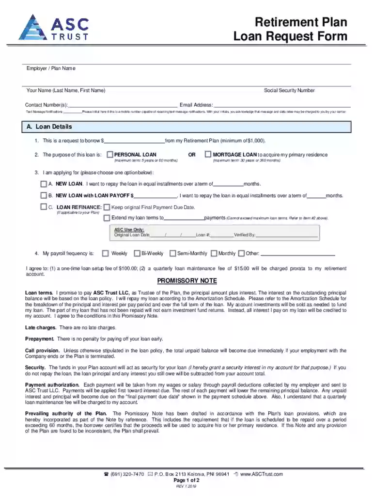 PDF Retirement Plan Loan Request Form - COM-FSM Preview on Page 1
