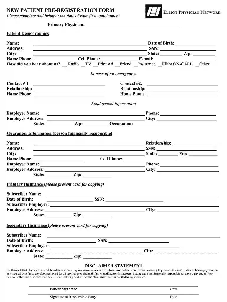 government hospital admission form Preview on Page 1