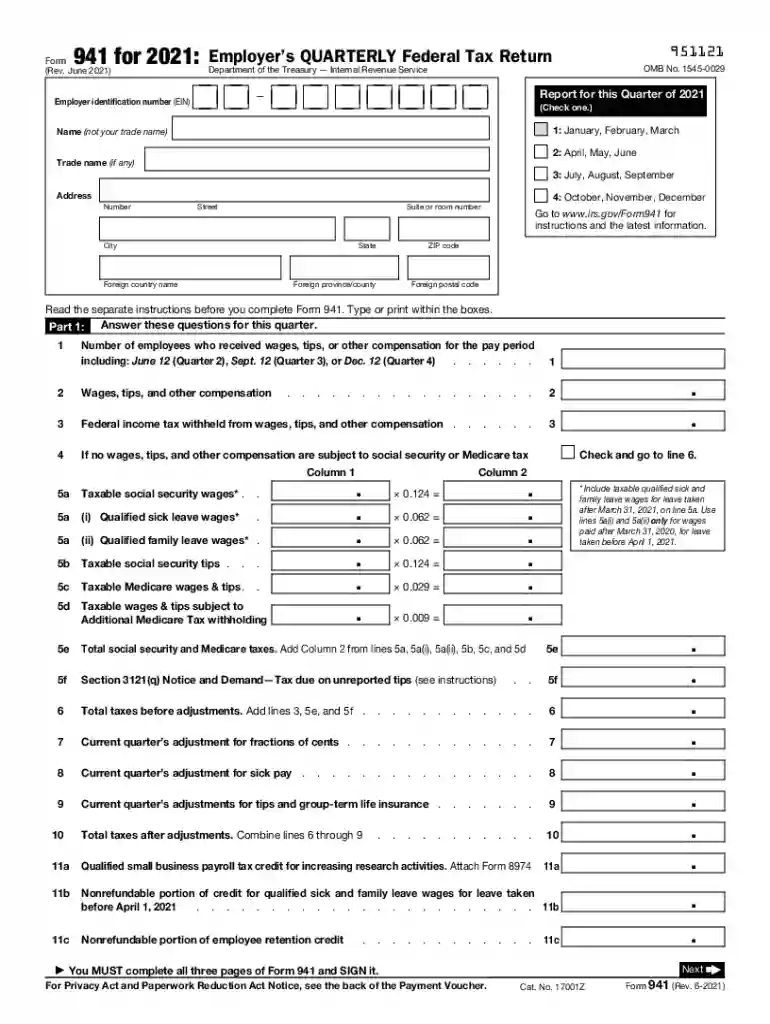 blank 941 form 2021 Preview on Page 1