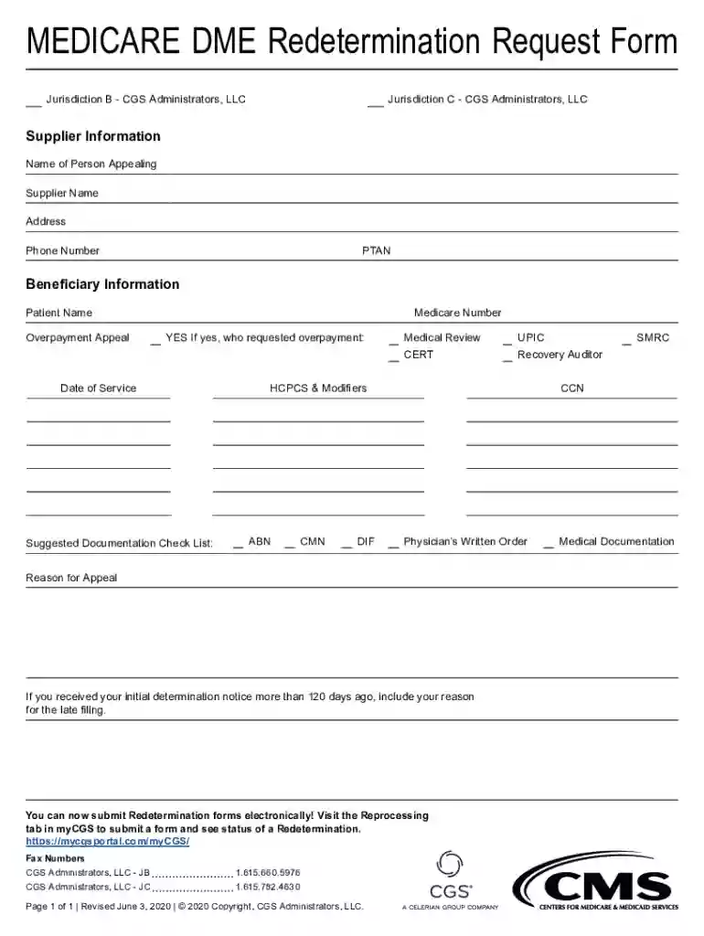 redetermination request form Preview on Page 1