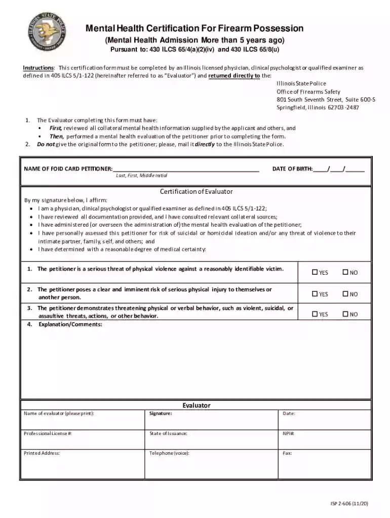 mental health certification for firearm possession Preview on Page 1