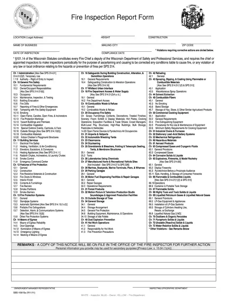 fire inspection checklist ontario Preview on Page 1