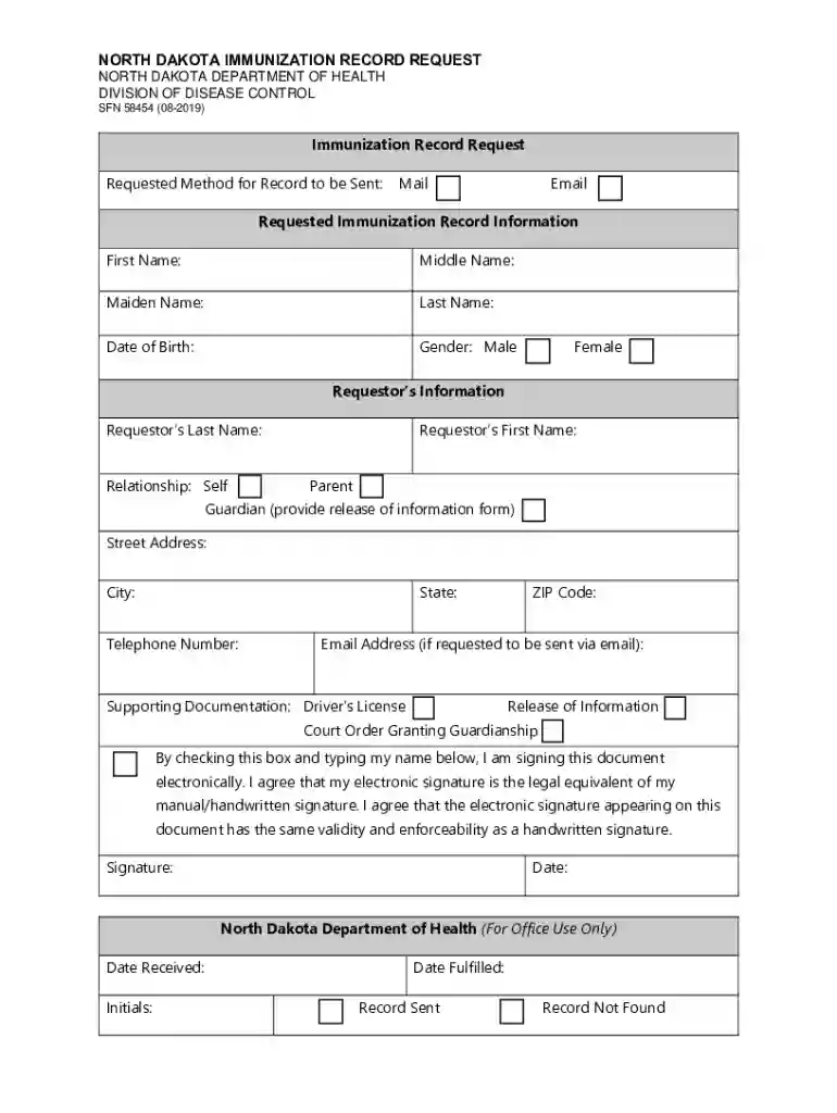 north dakota immunization record Preview on Page 1