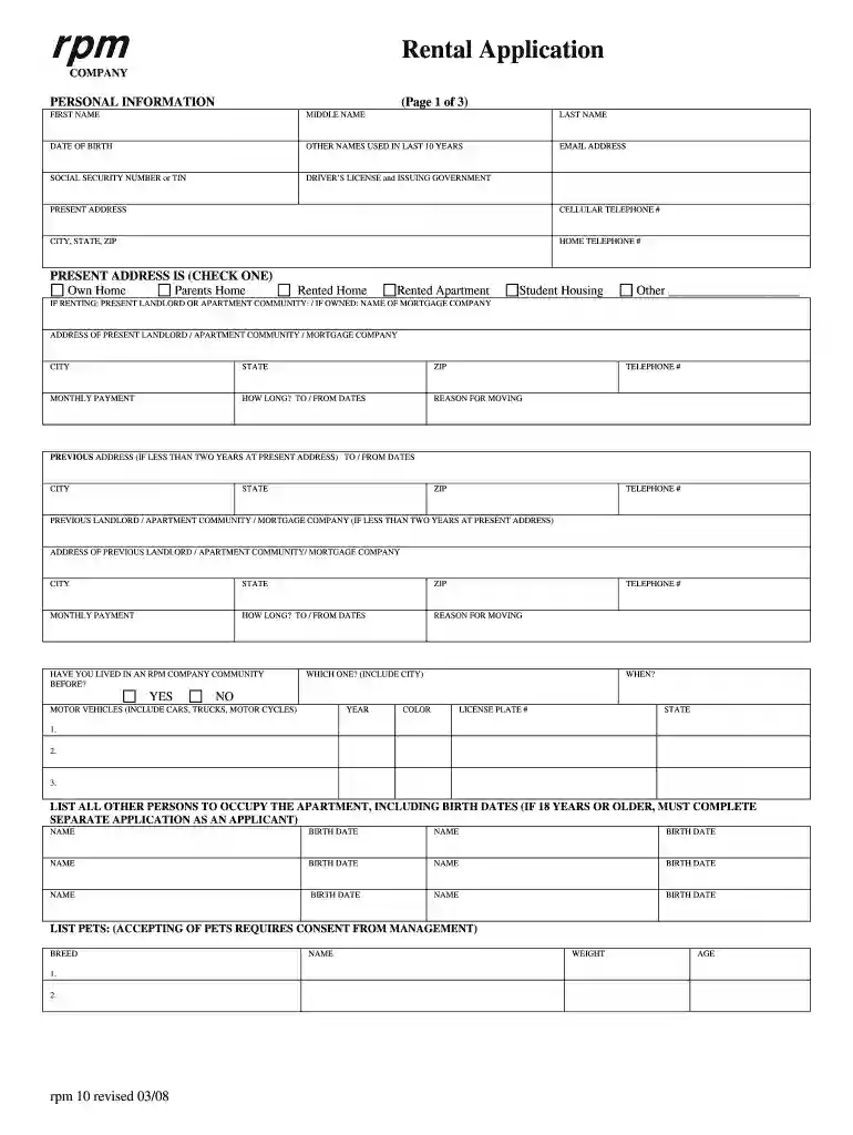 rpm application form Preview on Page 1