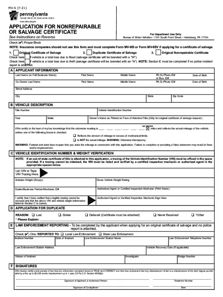 pa6 form Preview on Page 1