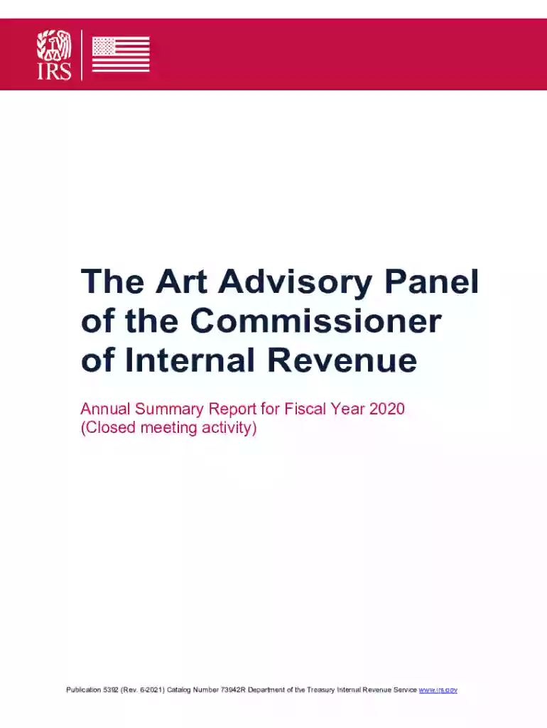 Publication 5392 (Rev. 6-2021). The Art Advisory Panel of the Commissioner of Internal Revenue Annual Summary Report Preview on Page 1