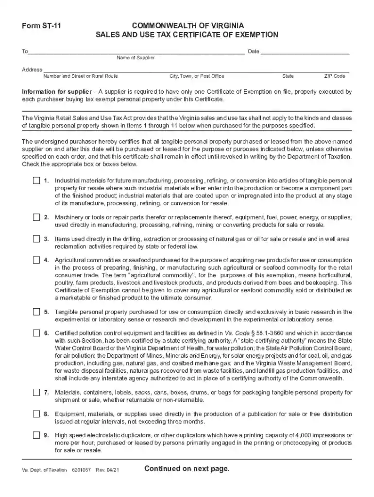 va tax sales exemption Preview on Page 1