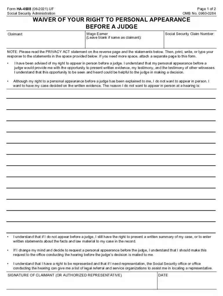 waiver appearance Preview on Page 1