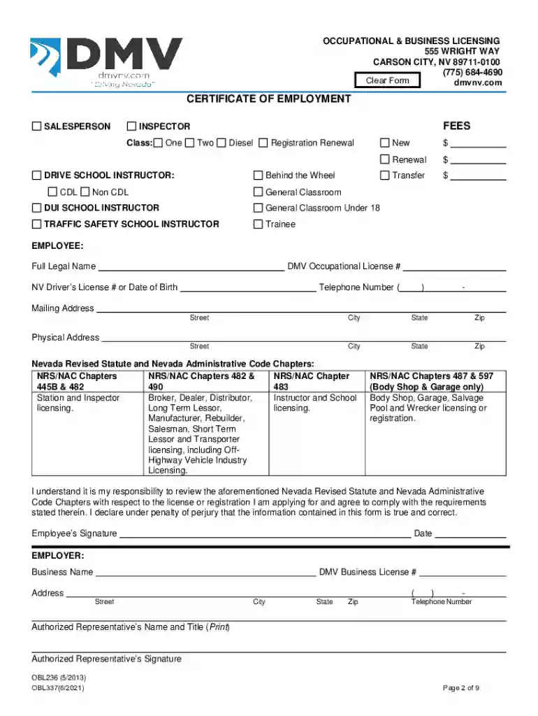 OBL337 Occupational License (Salesperson) Packet Preview on Page 1
