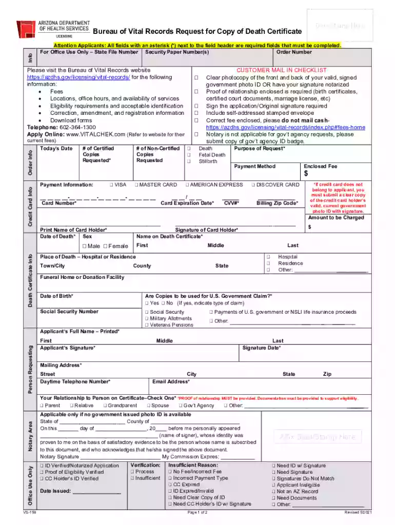 death certificate arizona Preview on Page 1
