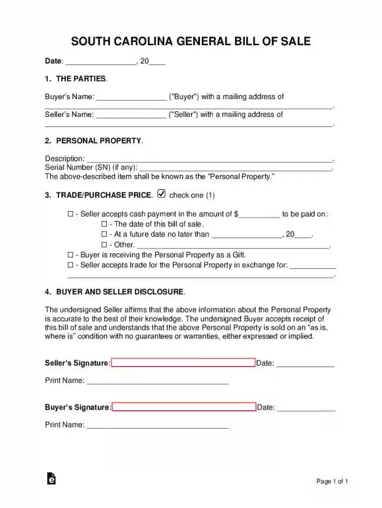 bill of sale for car Preview on Page 1