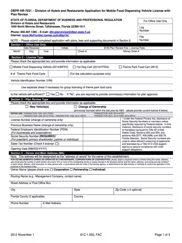 dbpr hr 7031 Preview on Page 1