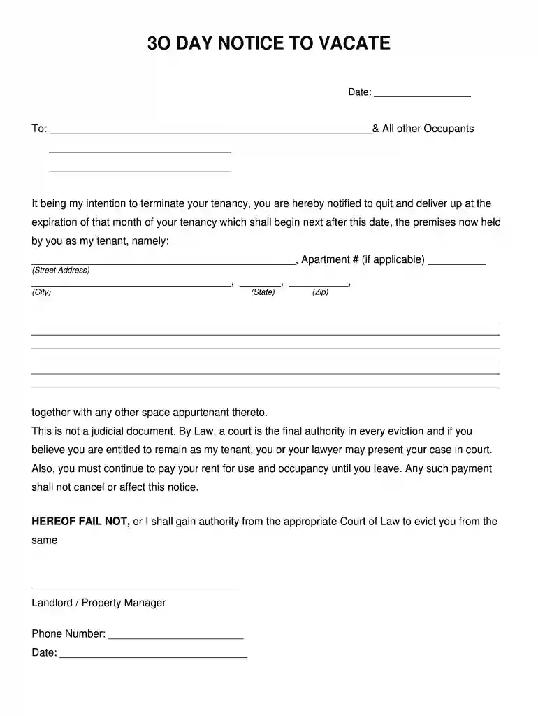 30 day eviction notice template Preview on Page 1