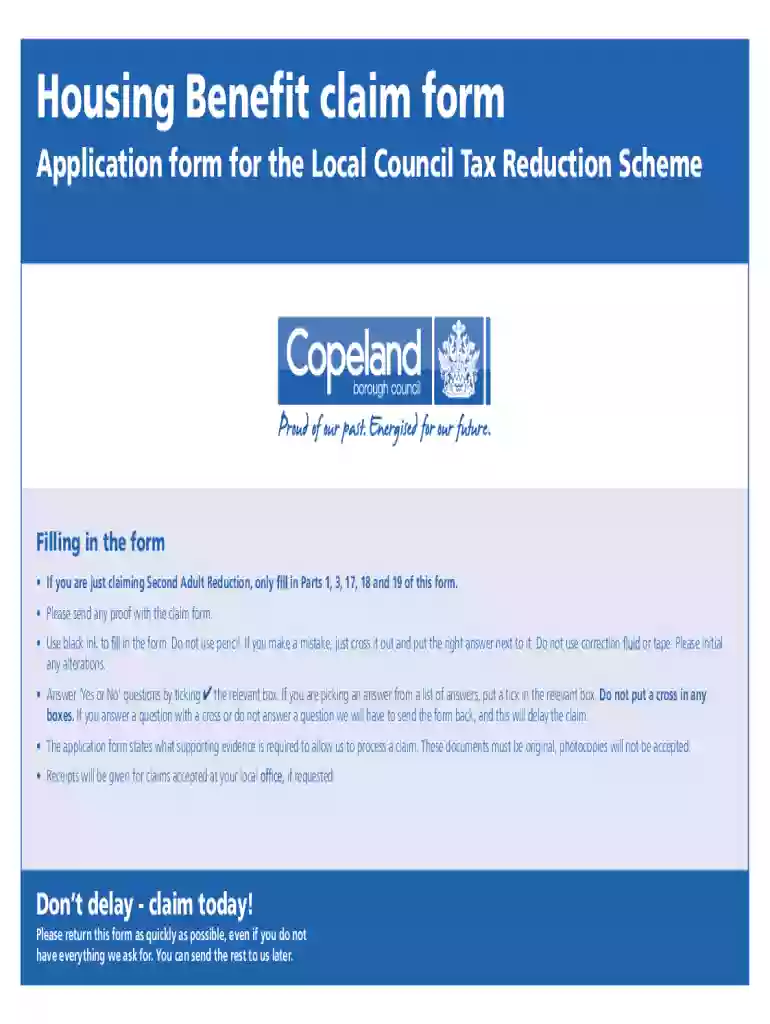 Housing Benefit and Council Tax Reduction ClaimHousing Benefit Claim Form PDF - PDF Formate-database Preview on Page 1