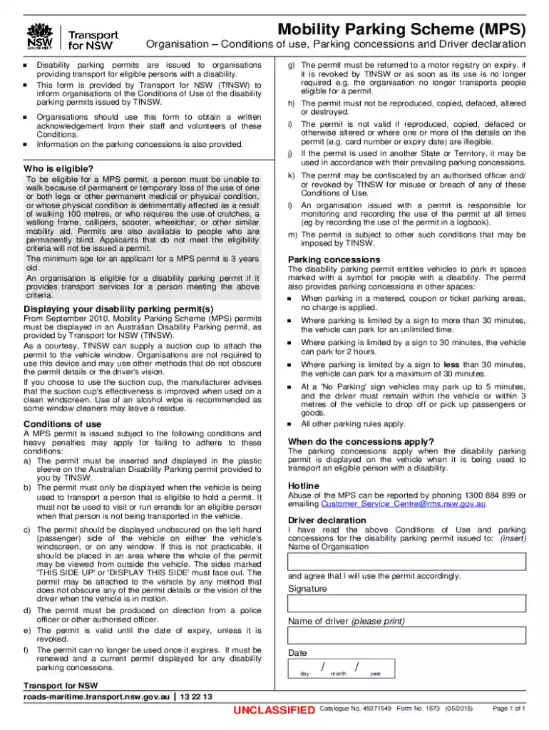 nsw mobility parking scheme declaration Preview on Page 1
