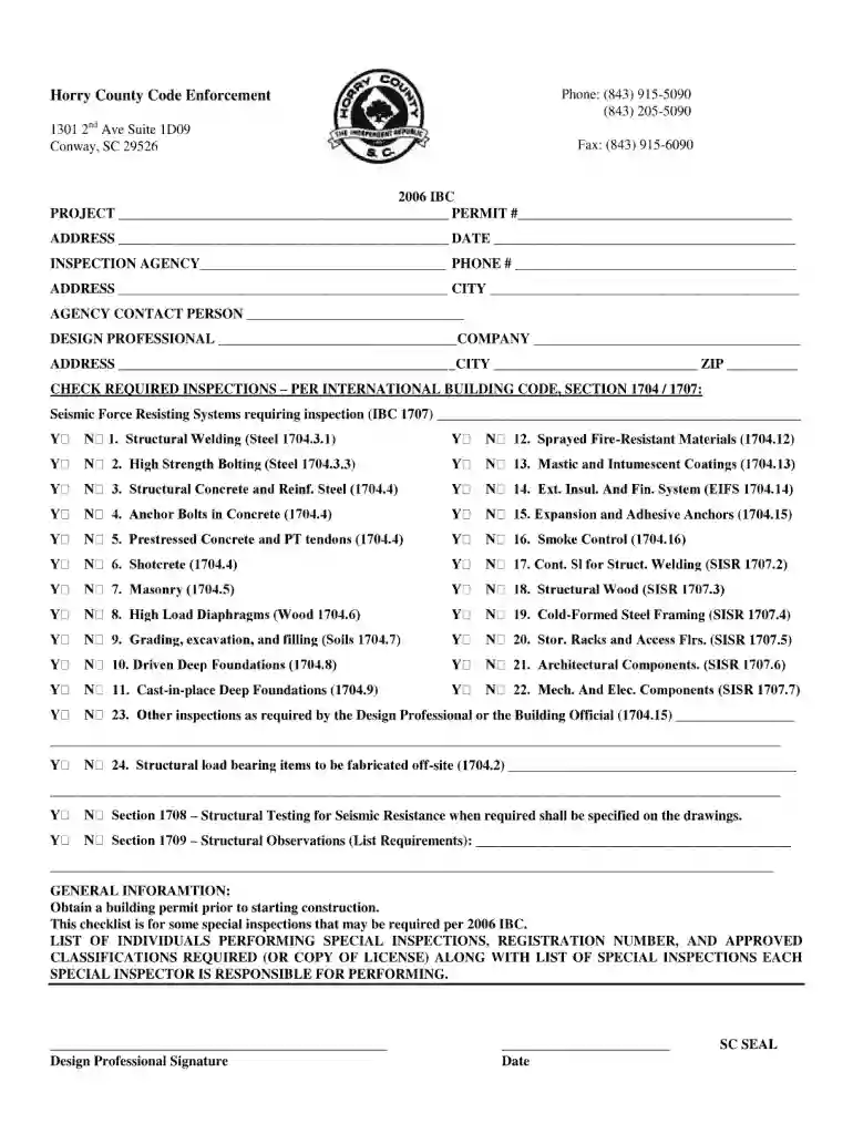 horry county code enforcement complaint form Preview on Page 1
