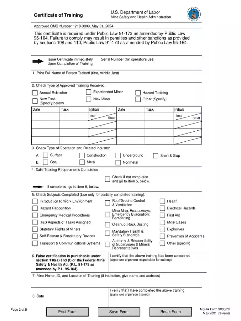 msha 5000 23 form Preview on Page 1