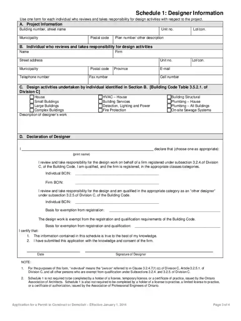 schedule 1 designer information Preview on Page 1